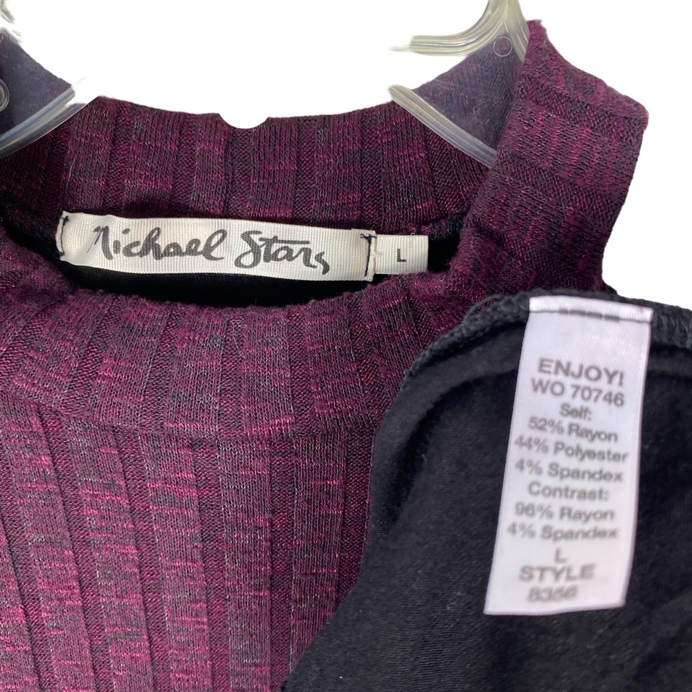 Michael Stars Ribbed Mini Dress Size M Jasper Boy Cut Out Mock Neck Office - Picture 6 of 12
